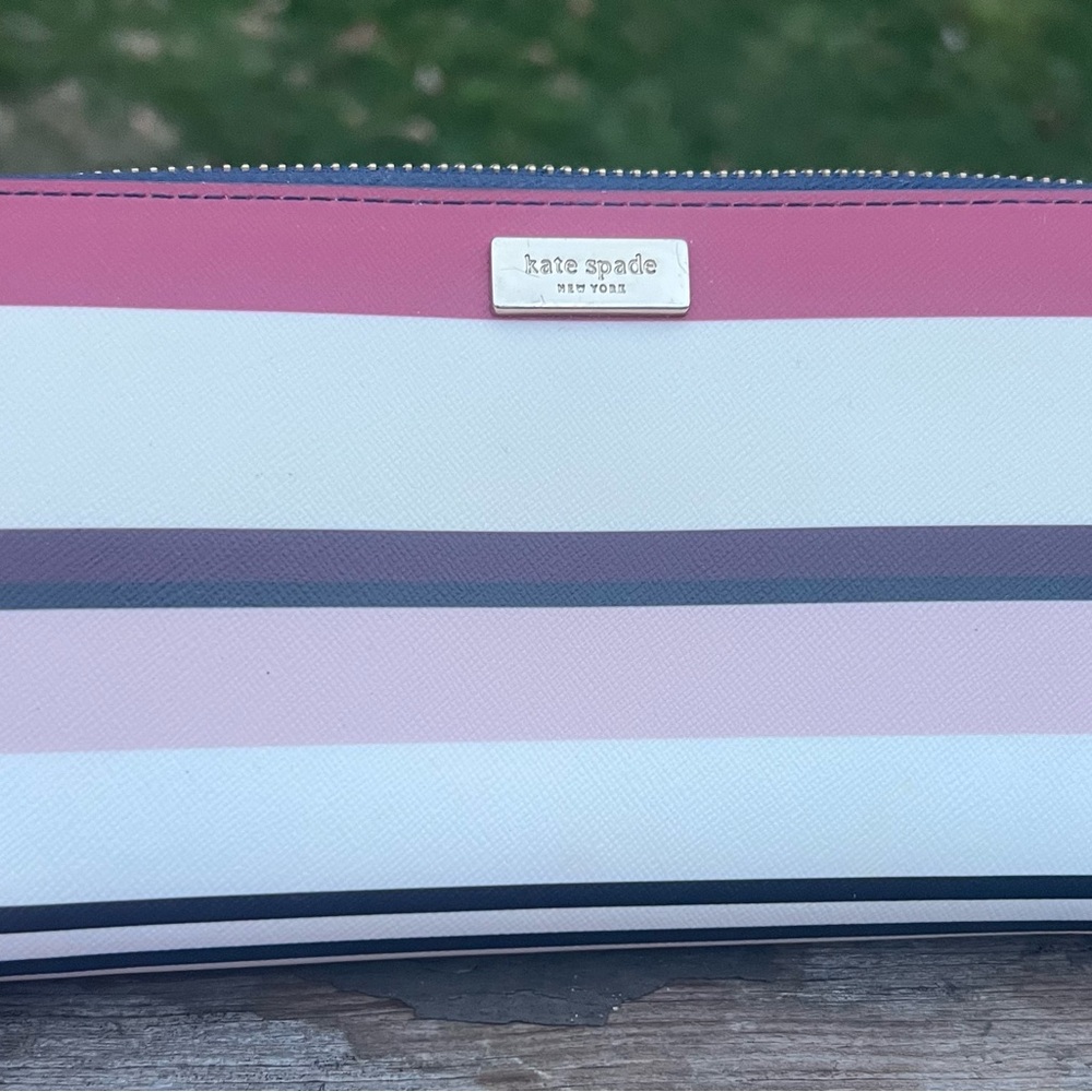 Kate Spade Pink and White Striped Wallet